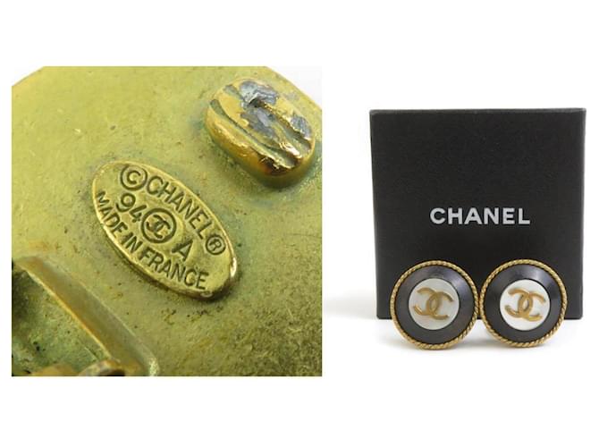 Orecchini Clip Coco Mark di Chanel Nero Bianco D'oro - vista 5