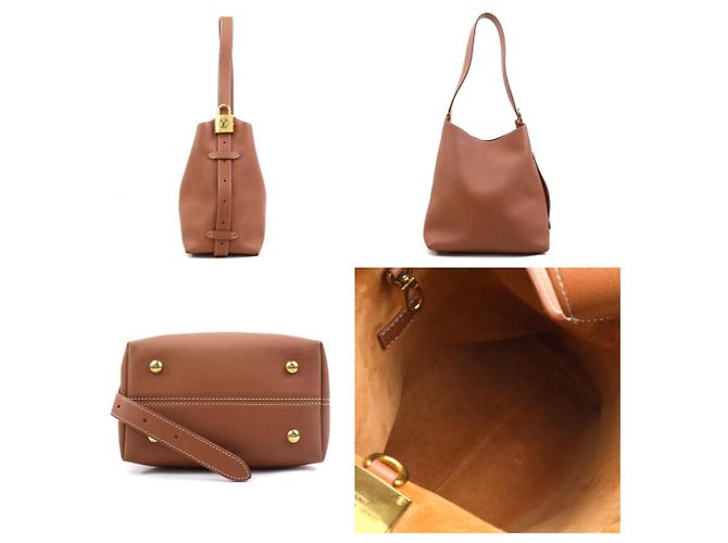Borsa a spalla in pelle cognac Louis Vuitton - vista 2