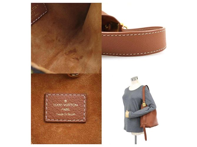 Borsa a spalla in pelle cognac Louis Vuitton - vista 5