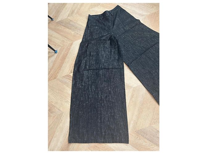 Pantalones Wide Leg Chanel de Denim Negro - vista 2