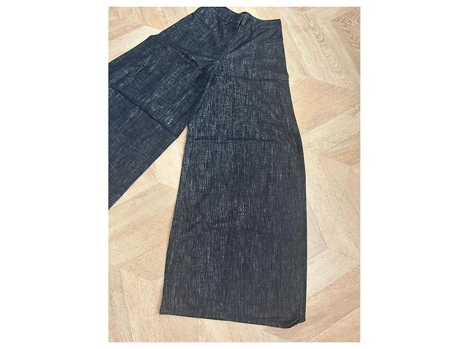 Pantalones Wide Leg Chanel de Denim Negro - vista 3