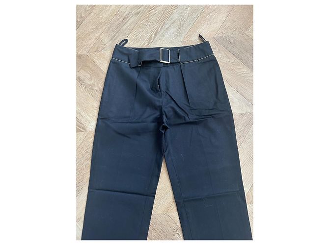 Calça reta Chanel de lã e seda preta Preto - vista 2