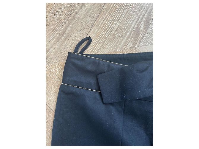 Calça reta Chanel de lã e seda preta Preto - vista 3