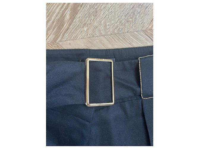 Calça reta Chanel de lã e seda preta Preto - vista 4