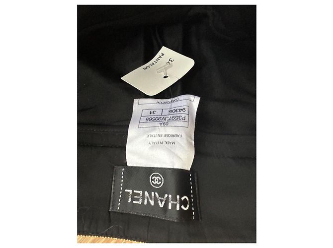 Calça reta Chanel de lã e seda preta Preto - vista 6