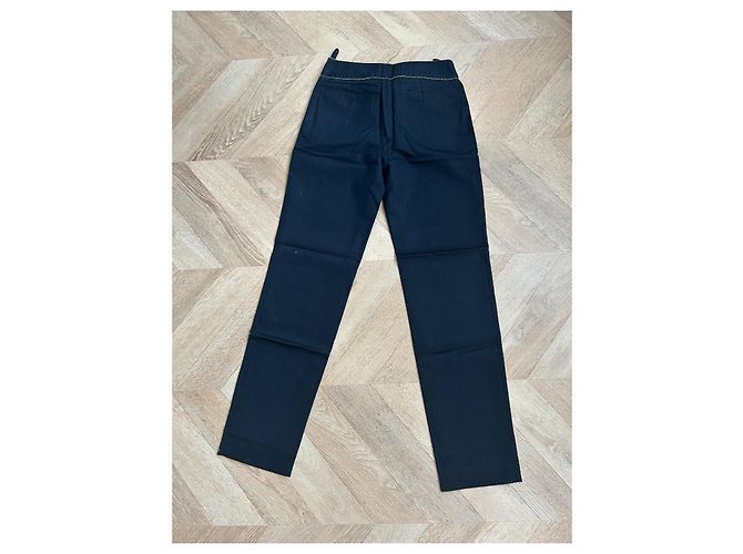 Calça reta Chanel de lã e seda preta Preto - vista 7