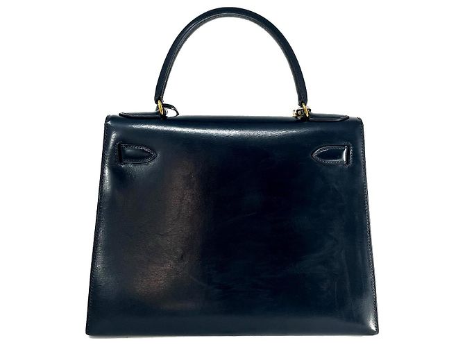 Hermès Kelly 28 Sellier Box-Leder Mitternachtsblau Goldene Hardware Marineblau - Ansicht 2