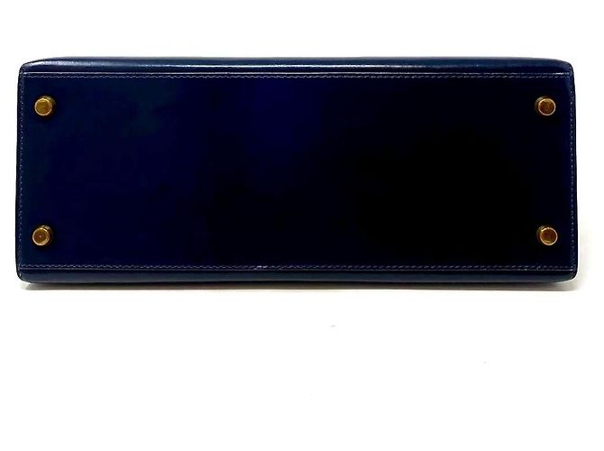 Hermès Kelly 28 Sellier Box-Leder Mitternachtsblau Goldene Hardware Marineblau - Ansicht 3