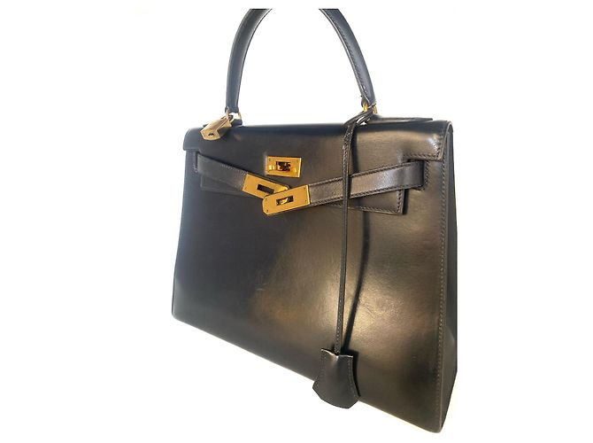 Hermès Kelly 28 Sellier Box-Leder Mitternachtsblau Goldene Hardware Marineblau - Ansicht 8