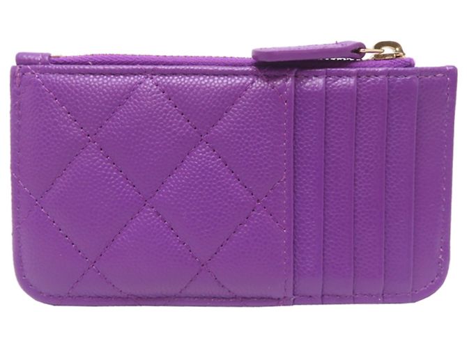 Tarjetero de piel de ternera granulada morado Chanel Púrpura - vista 2