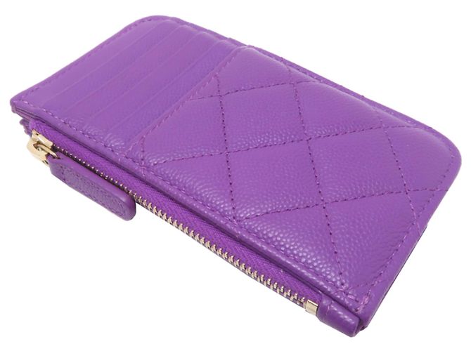 Tarjetero de piel de ternera granulada morado Chanel Púrpura - vista 4
