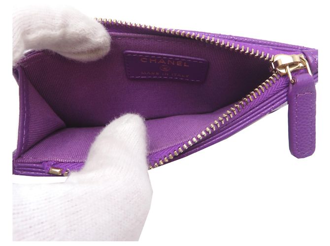 Tarjetero de piel de ternera granulada morado Chanel Púrpura - vista 5