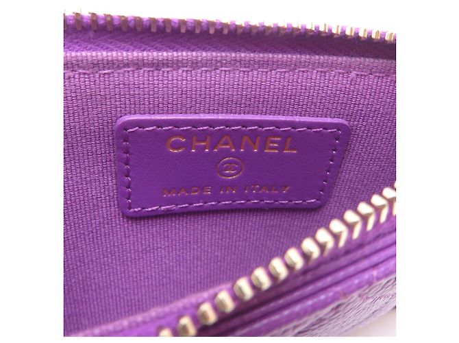 Tarjetero de piel de ternera granulada morado Chanel Púrpura - vista 6