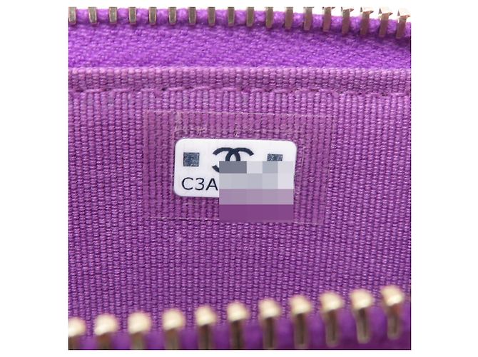 Tarjetero de piel de ternera granulada morado Chanel Púrpura - vista 7