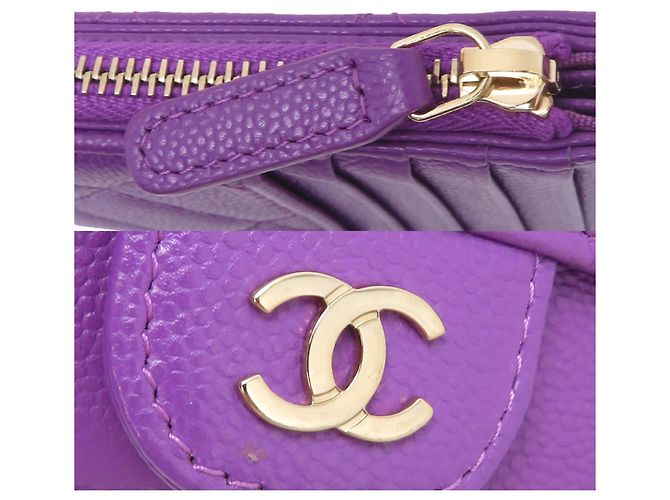 Tarjetero de piel de ternera granulada morado Chanel Púrpura - vista 8