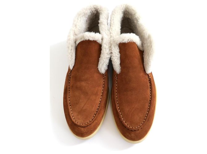 Loro Piana Open Walk Stiefeletten mit Fellfutter Cognac/Weiß - Ansicht 2