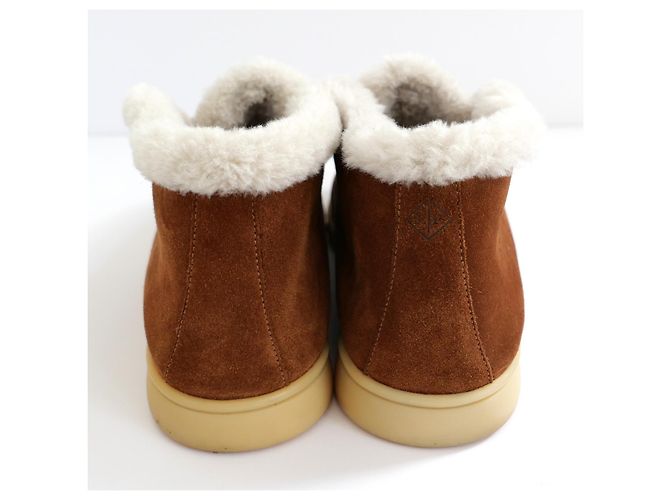 Loro Piana Open Walk Stiefeletten mit Fellfutter Cognac/Weiß - Ansicht 4