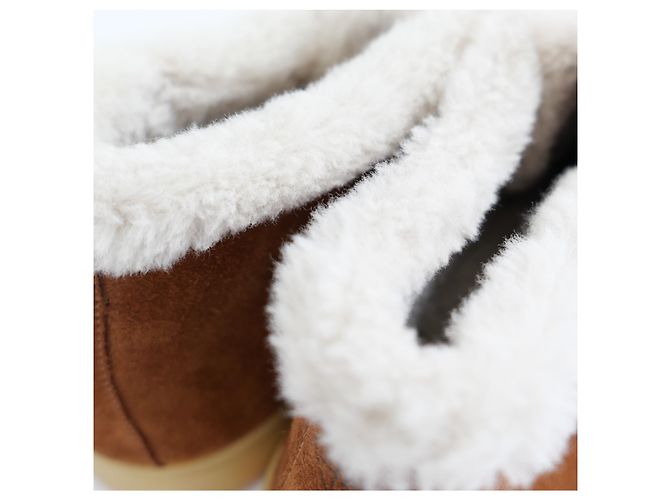 Loro Piana Open Walk Stiefeletten mit Fellfutter Cognac/Weiß - Ansicht 6