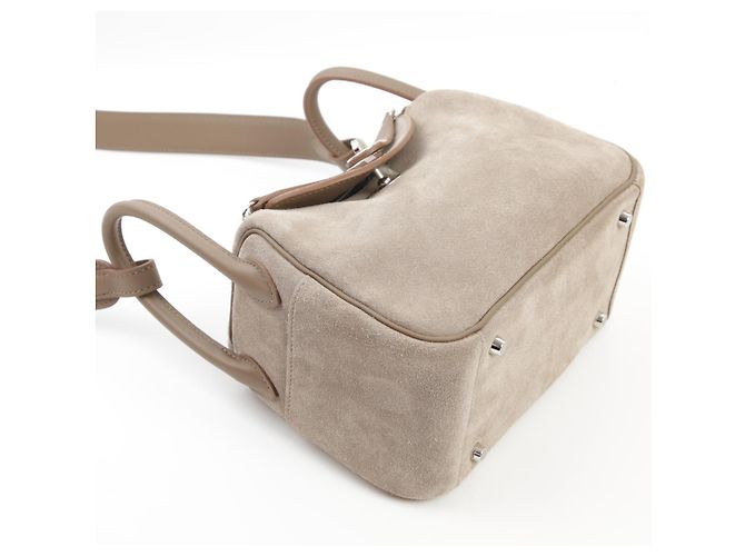 Borsa a mano Hermès Lindy Grizzly Taupe in scamoso e pelle - vista 7