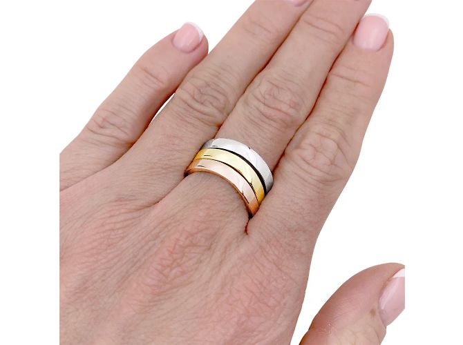 Anello Dinh Van con tre anelli in tre tonalità d'oro. - vista 5