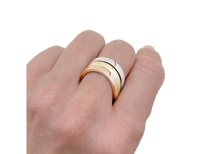 Anello Dinh Van con tre anelli in tre tonalità d'oro. - vista 6