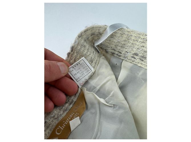 Gonna in lana vintage Dior grigio chiaro M Bianco - vista 11