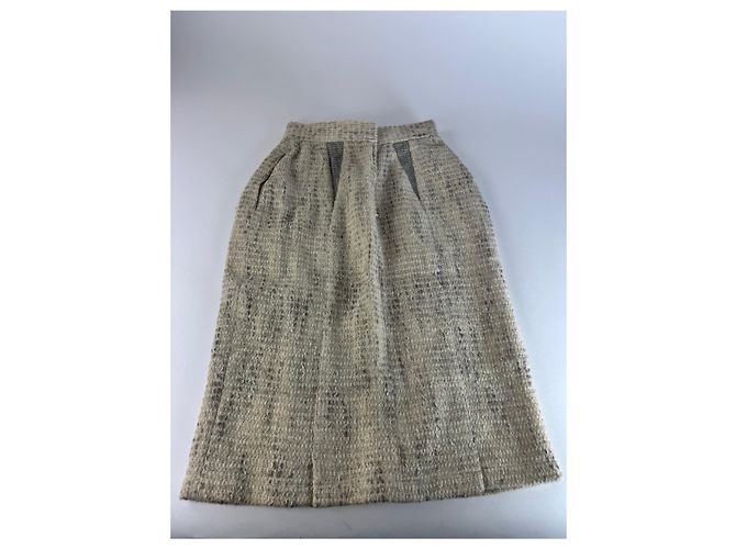Gonna in lana vintage Dior grigio chiaro M Bianco - vista 12