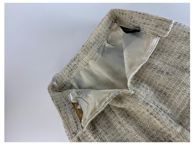 Gonna in lana vintage Dior grigio chiaro M Bianco - vista 9