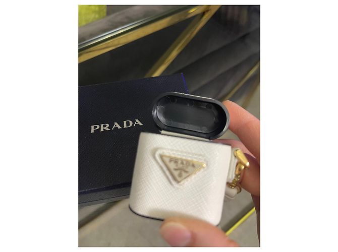 Custodia in pelle Saffiano Prada per AirPods Bianco - vista 11