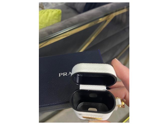 Custodia in pelle Saffiano Prada per AirPods Bianco - vista 12