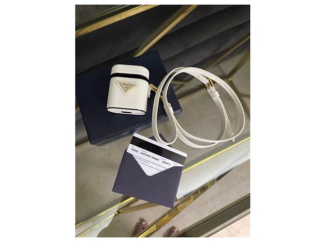 Custodia in pelle Saffiano Prada per AirPods Bianco - vista 13