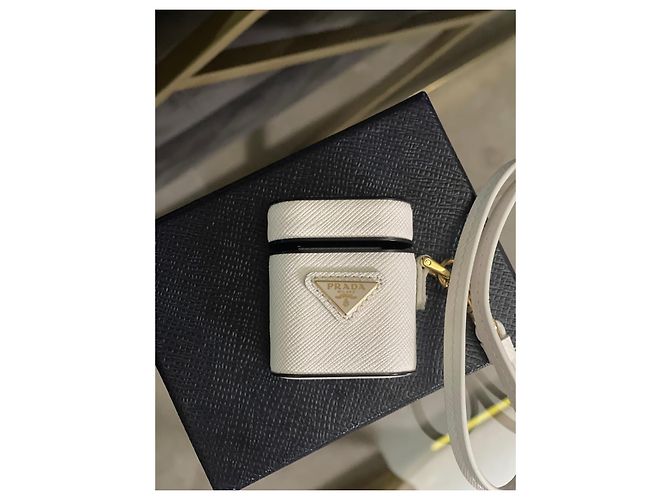 Custodia in pelle Saffiano Prada per AirPods Bianco - vista 14