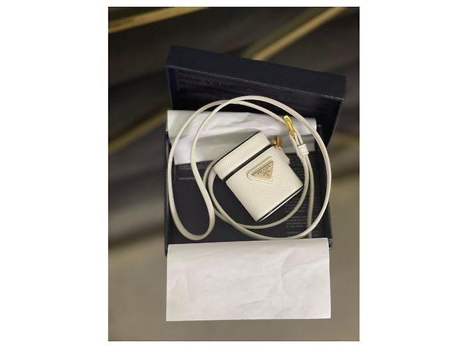 Custodia in pelle Saffiano Prada per AirPods Bianco - vista 2