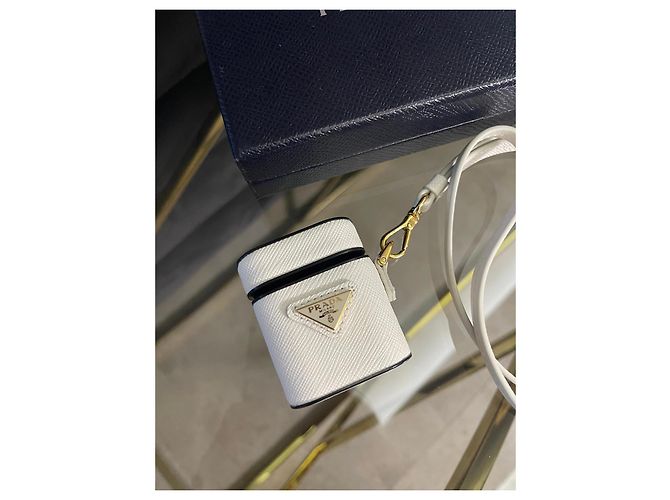 Custodia in pelle Saffiano Prada per AirPods Bianco - vista 4
