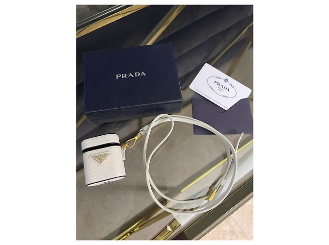 Custodia in pelle Saffiano Prada per AirPods Bianco - vista 5