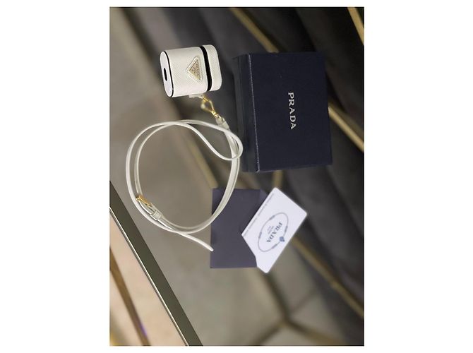 Custodia in pelle Saffiano Prada per AirPods Bianco - vista 6