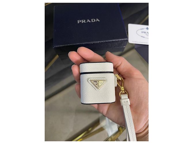 Custodia in pelle Saffiano Prada per AirPods Bianco - vista 7