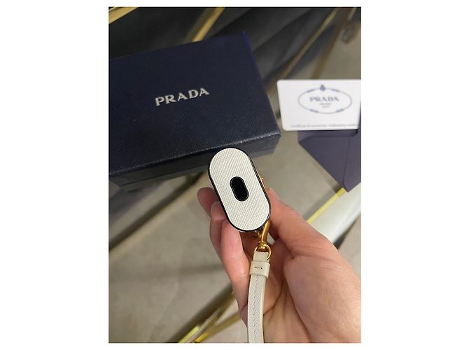 Custodia in pelle Saffiano Prada per AirPods Bianco - vista 8