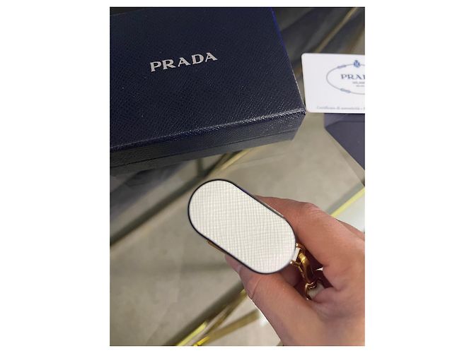 Custodia in pelle Saffiano Prada per AirPods Bianco - vista 9
