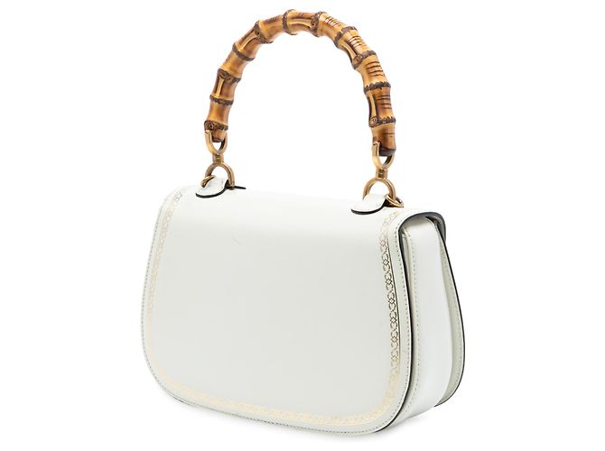Borsa a mano in pelle di vitello bianca con stampa a cornice Bamboo di Gucci Bianco - vista 2