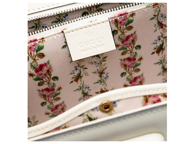 Borsa a mano in pelle di vitello bianca con stampa a cornice Bamboo di Gucci Bianco - vista 5