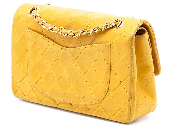 Chanel Giallo Piccolo Classico in Pelle di Agnello Doppio Senape - vista 2