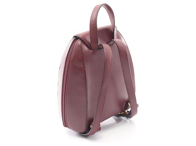 Mochila de cuero burdeos de la línea Must de Cartier - vista 2