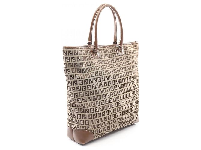 Fendi Zucchino Tote Bag Braun Beige - Ansicht 2