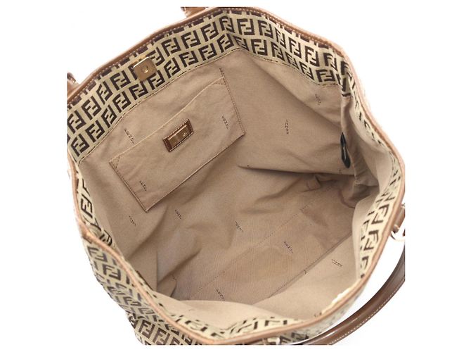 Fendi Zucchino Tote Bag Braun Beige - Ansicht 3