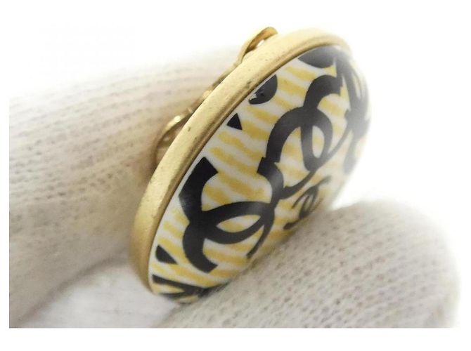 Timeless Orecchini Clip Chanel in Nero, Oro e Giallo D'oro - vista 4