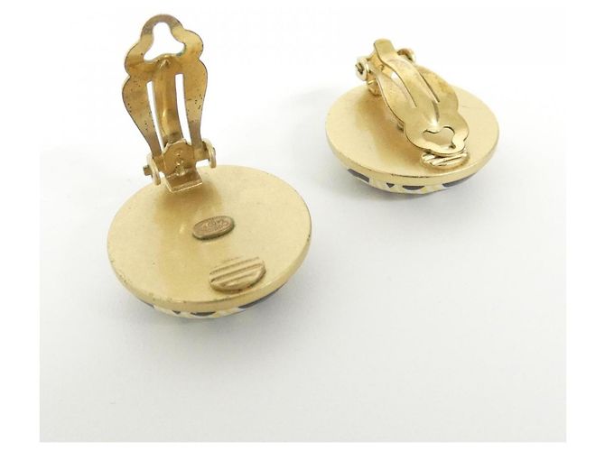 Timeless Orecchini Clip Chanel in Nero, Oro e Giallo D'oro - vista 9