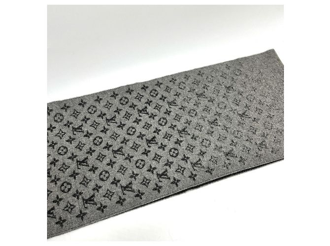 Sciarpa in lana e cashmere nera e grigia Louis Vuitton Marrone Nero - vista 6
