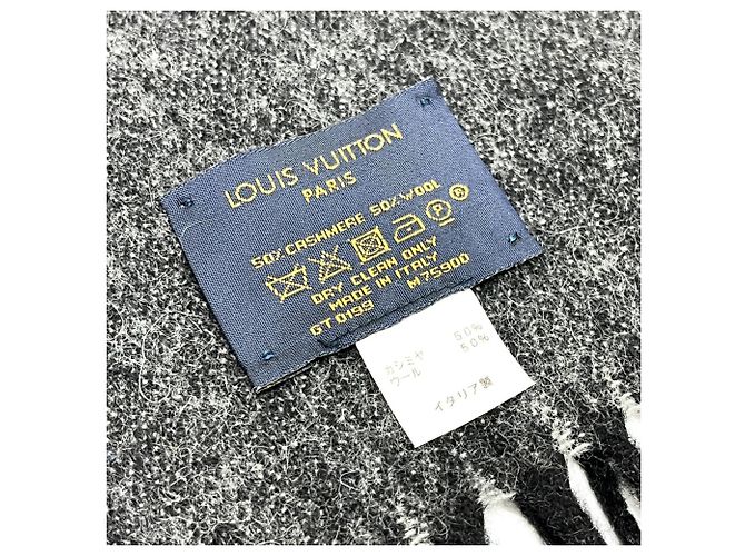 Sciarpa in lana e cashmere nera e grigia Louis Vuitton Marrone Nero - vista 9
