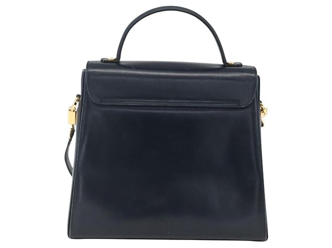 Salvatore Ferragamo Gancini Convertible Top Handle Pelle Medium Blu navy - vista 2